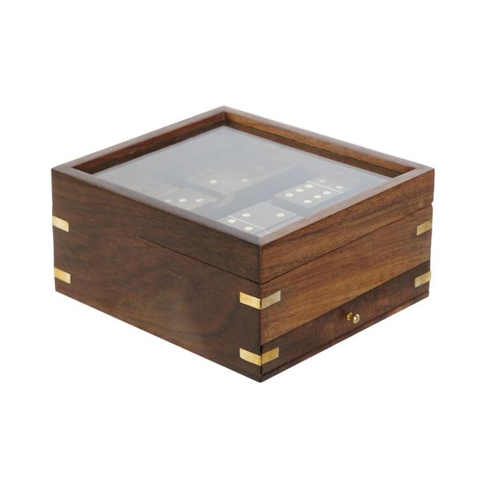 DKD Home Decor Set de 3 Juegos de Mesa Colonial: Dominó y Tres en Raya de Madera Sheesham y Cristal, Marrón 15x15x7 cm 2 DKD Home Decor Set de 3 Juegos de Mesa Colonial: Dominó y Tres en Raya de Madera Sheesham y Cristal, Marrón 15x15x7 cm 2