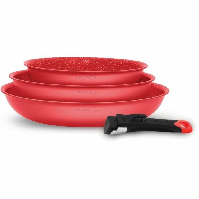 Batería de cocina - ARTHUR MARTIN - AMR37 - Juego de 3 sartenes - 20-24-28 cm + 1 mango extraíble - Todo tipo de fuegos incluida inducción Batería de cocina - ARTHUR MARTIN - AMR37 - Juego de 3 sartenes - 20-24-28 cm + 1 mango extraíble - Todo tipo de fuegos incluida inducción