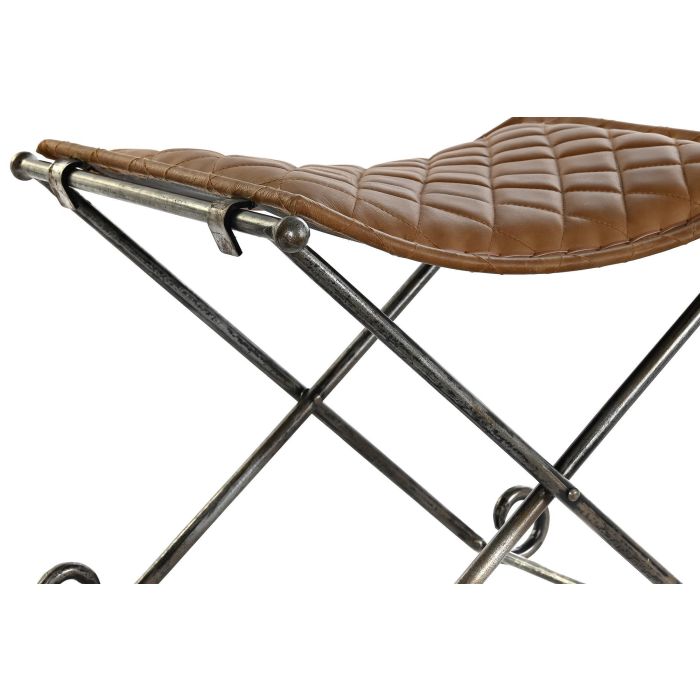DKD Home Decor Descalzadora Vintage de Piel y Metal Marrón Negro Hecha a Mano, Asiento Banco 42cm Altura, Medidas 45L x 44H x 53A cm 2 DKD Home Decor Descalzadora Vintage de Piel y Metal Marrón Negro Hecha a Mano, Asiento Banco 42cm Altura, Medidas 45L x 44H x 53A cm 2