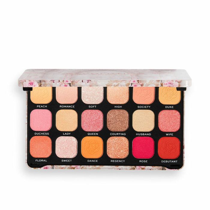 Revolution Make Up Paleta Sombras de Ojos FOREVER FLAWLESS REGAL ROMANCE 18 Tonos Mates y Brillantes Cálidos Rosas 19,8g Vegana