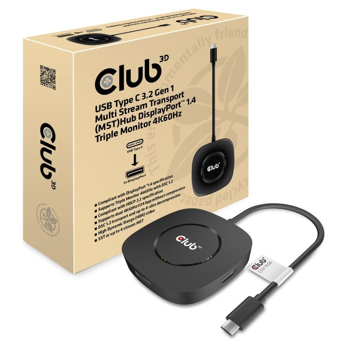 Club 3D MST-Hub USB 3.2 Tipo C a 3x DisplayPort 1.4 CSV-1550 con HDR, hasta 7680x4320 60Hz 1