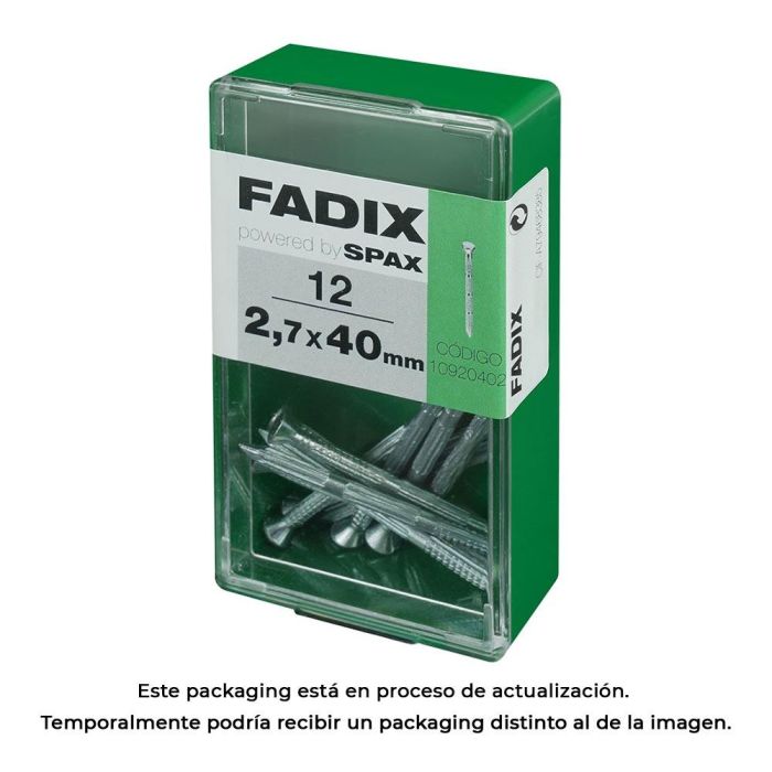 Fadix 10920402 Clavo Estriado Acero 2,7x40mm Caja 12 Unidades 0 Fadix 10920402 Clavo Estriado Acero 2,7x40mm Caja 12 Unidades 0