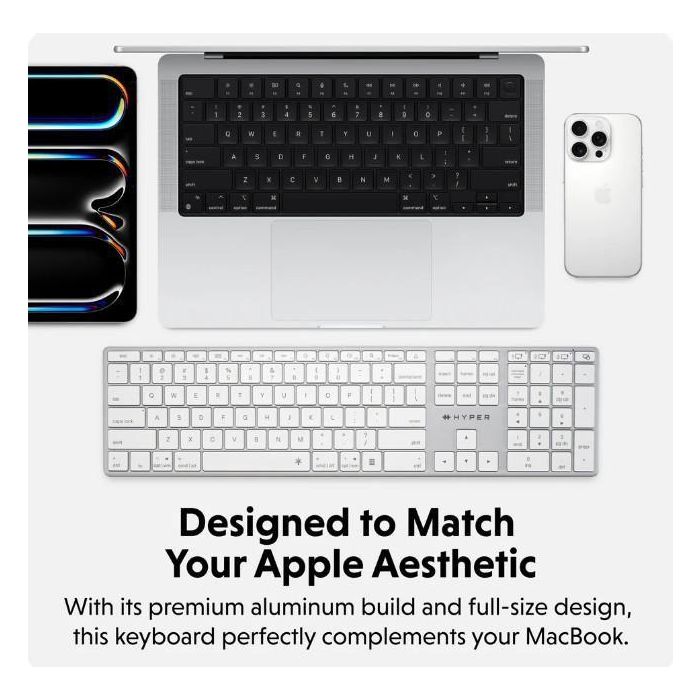Hyper Bluetooth 5.0, Wireless Keyboard (Nordic), Space Grey, Chrome OS, Windows, iPadOS, macOS, 427 x 113.37 x 17.5 mm, 510g 4