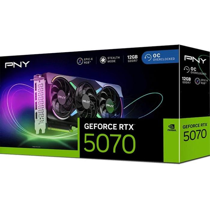PNY GeForce RTX 5070 12GB GDDR7 VERTO ARGB OC Triple Fan Tarjeta Gráfica 2