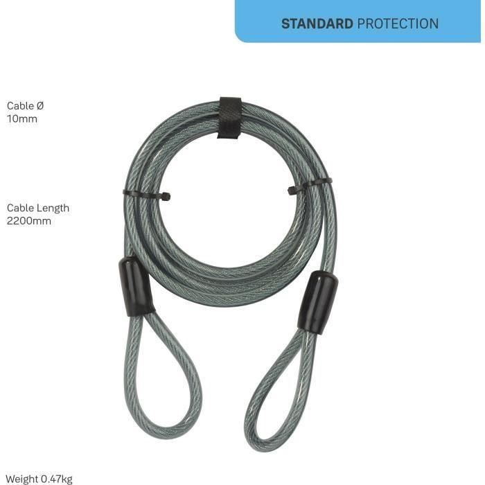 Cable espiral antirrobo YALE con 2 bucles - Para bicicleta, MTB - 220 cm x 12 mm 3