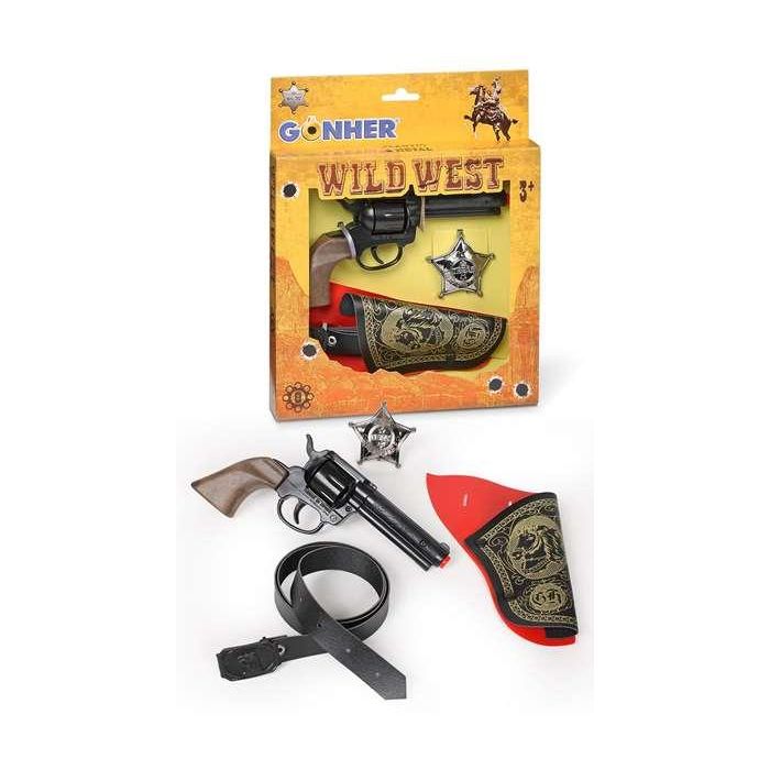 Gonher Pistola 8 Tiros Wild West con Cartuchera y Estrella Juguete Sheriff para Niños +3 Años 21x27x3 cm 1