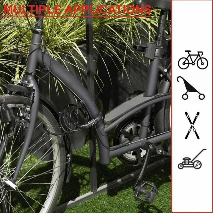 Candado para bicicleta - MASTER LOCK - 8221EURDPRO - Cable trenzado 1,8m - Combinación programable 1