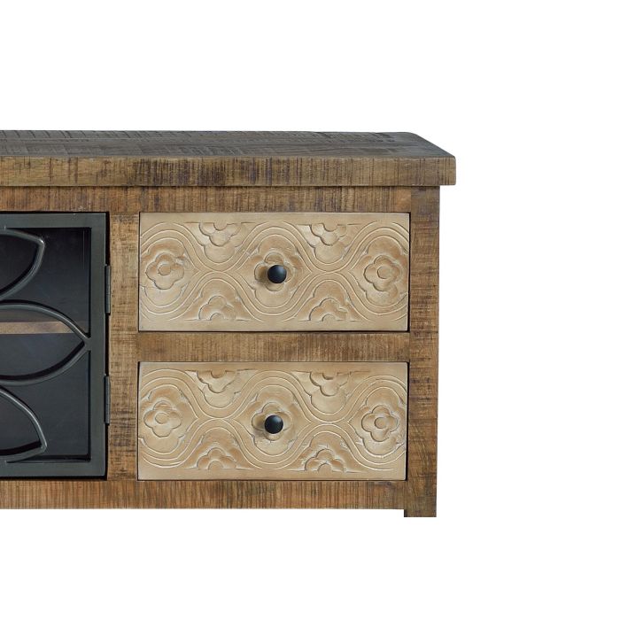 Giner y Colomer Mueble TV en Madera de Mango y Metal Marrón Envejecido con 4 Cajones 6