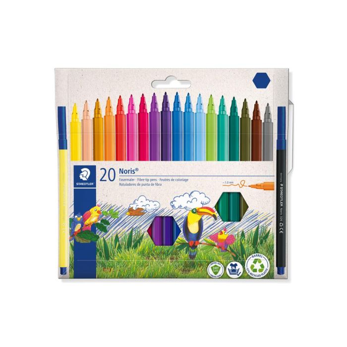 Rotulador Staedtler Noris 326 Punta De Fibra Nuevo Cuerpo Hexagonal Caja De 20 Unidades Colores Surtidos 1