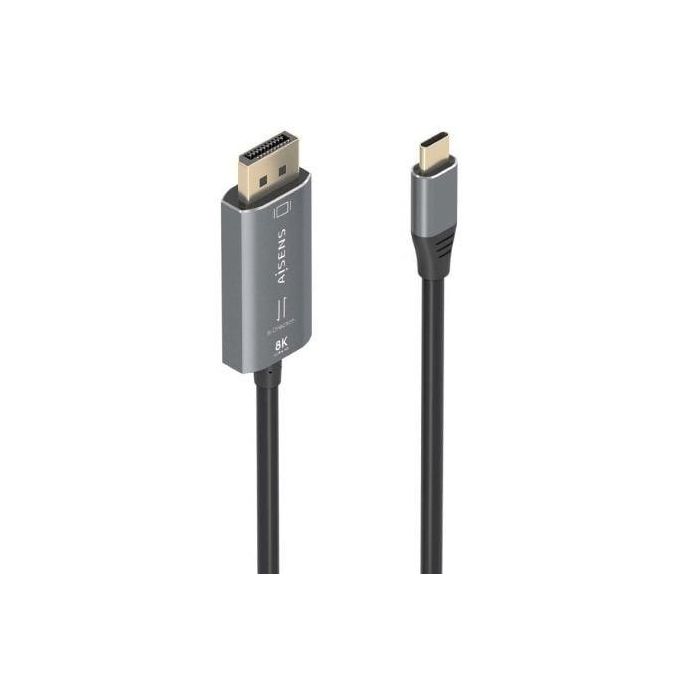 AISENS - CABLE CONVERSOR ALUMINIO BIDIRECCIONAL USB-C A DISPLAYPORT 8K@60HZ, USB-C/M-DP/M, NEGRO, 1.8M