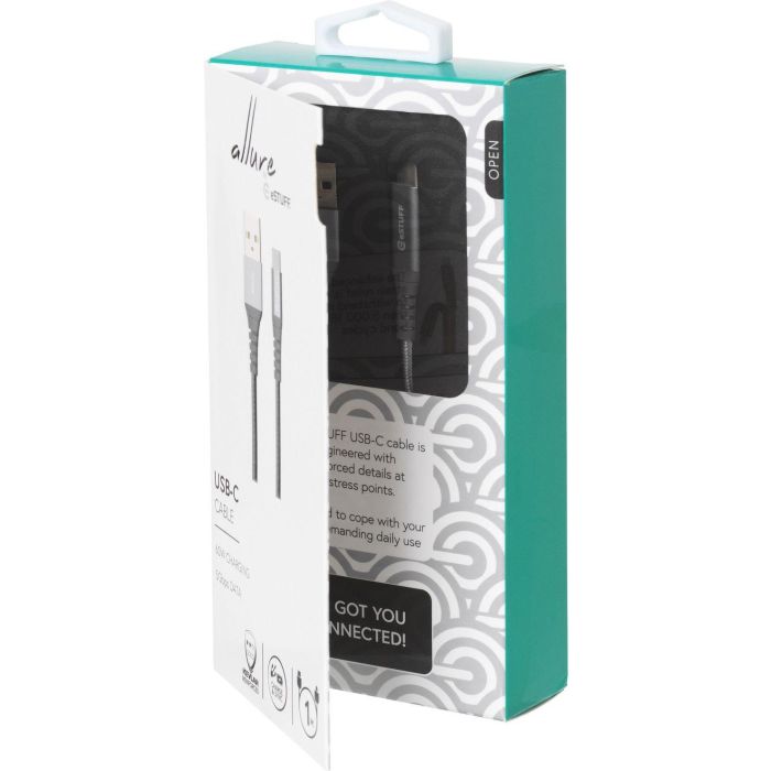 eSTUFF USB-C to USB-A Cable 1m Grey Nylon 2 eSTUFF USB-C to USB-A Cable 1m Grey Nylon 2