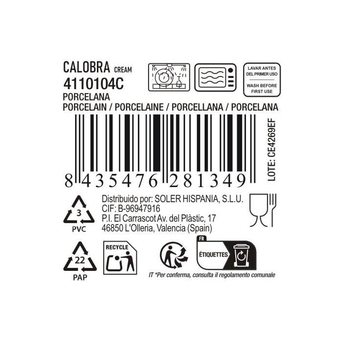 La Mediterranea Plato Hondo Calobra Crema 22 x 47 cm (18 Unidades) 6