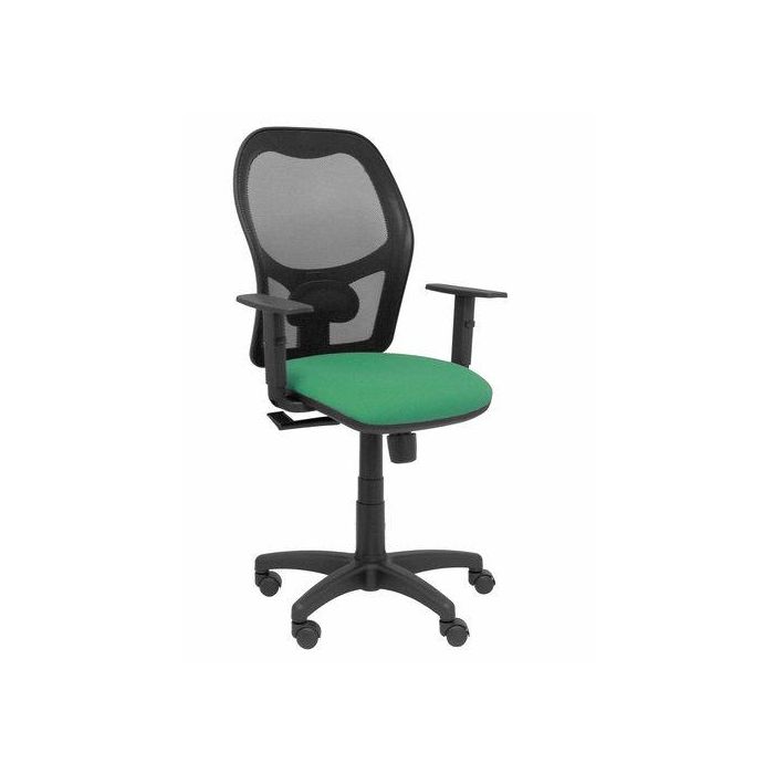 Silla Piqueras Y Crespo Alocen Brazos Regulables Mecanismo Sincro Refuerzo Lumbar Ruedas Nylon Respaldo Malla Negra Transpirable Y Asiento Tapizado Bali Verde Esmeralda
