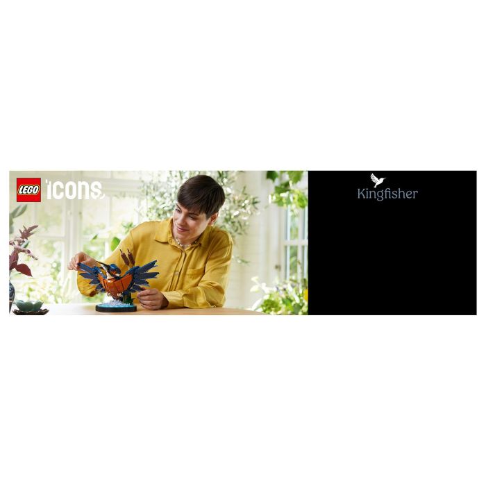 Lego 10331 Icons Kingfisher (Kungsfiskare) Fauna 2024 V29 - Set de construcción de kungsfiskare para adultos con soporte de exhibición