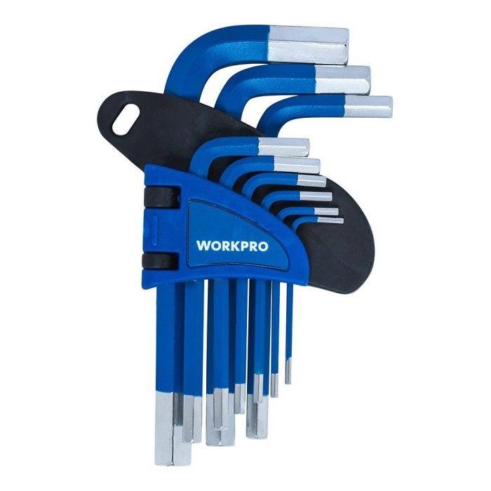 Workpro Juego de Llaves Allen Cortas Métricas 9 Piezas Acero Cromo-Vanadio 1.5-10mm Azul 0 Workpro Juego de Llaves Allen Cortas Métricas 9 Piezas Acero Cromo-Vanadio 1.5-10mm Azul 0