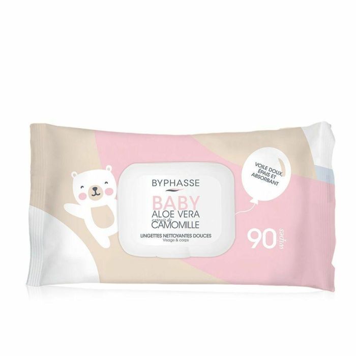 Byphasse Toallitas Limpiadoras Bebé Piel Delicada y Suave con Aloe Vera, Camomila y Sin Alcohol, Pediátricamente Testadas, 90 Unidades Byphasse Toallitas Limpiadoras Bebé Piel Delicada y Suave con Aloe Vera, Camomila y Sin Alcohol, Pediátricamente Testadas, 90 Unidades