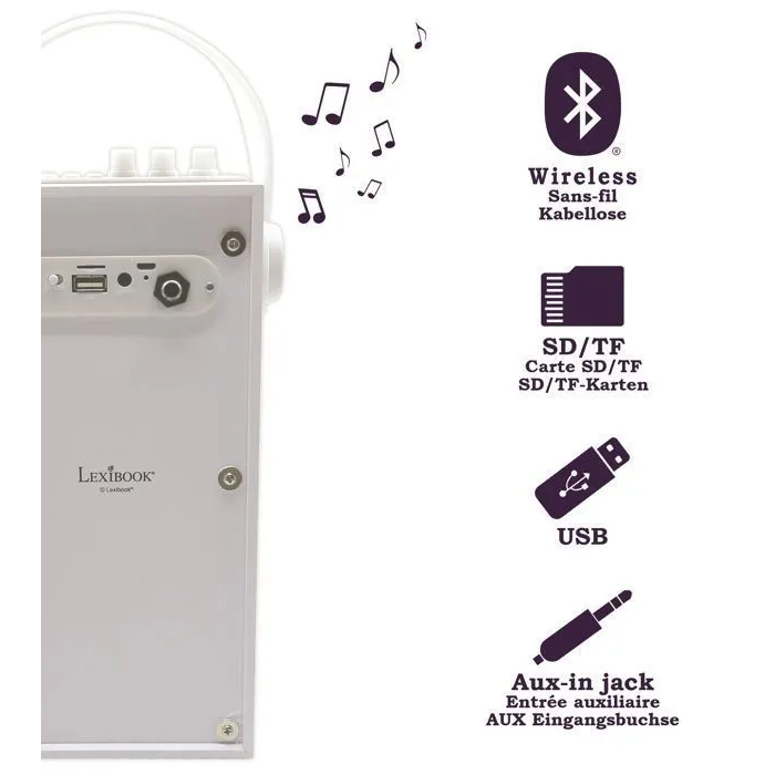 Lexibook Altavoz Bluetooth Portátil iParty con Micrófono y Efectos de Luz 1 Lexibook Altavoz Bluetooth Portátil iParty con Micrófono y Efectos de Luz 1