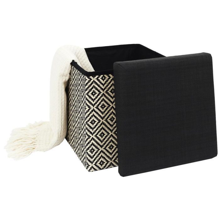 Home Deco Factory Mirage Caja-Puf Plegable Trenzado Negro con Tapa 38x38 cm 5