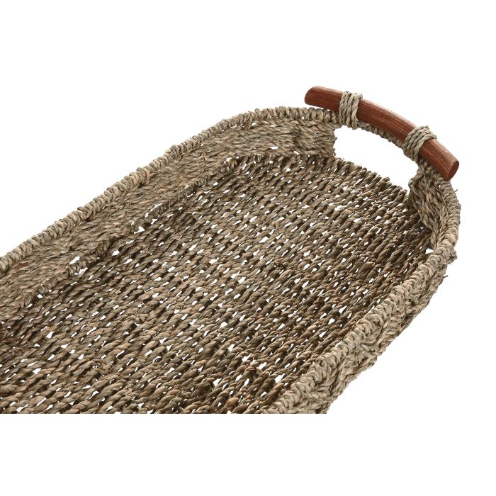 Centro Mesa Tropical DKD Home Decor Natural 28 x 9 x 51 cm Set de 2 (2 Unidades) 1