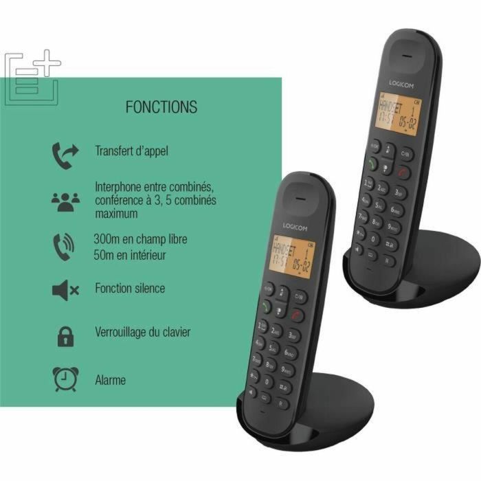 Logicom LOG1695682814656 Teléfono Fijo Inalámbrico DECT ILOA 250 DUO, Negro, Sin Contestador Automático 2 Logicom LOG1695682814656 Teléfono Fijo Inalámbrico DECT ILOA 250 DUO, Negro, Sin Contestador Automático 2