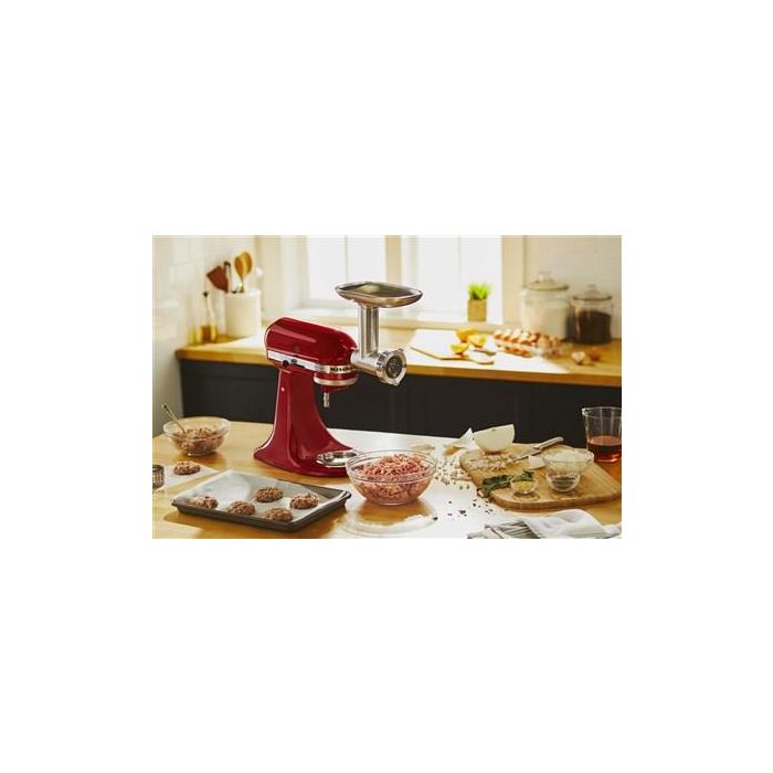 Kitchenaid 5KSMMGA Picadora Metálica de Carne para Alimentos con Discos de Picado Grueso, Mediano y Fino, y Accesorios para Embutir Salchichas 12