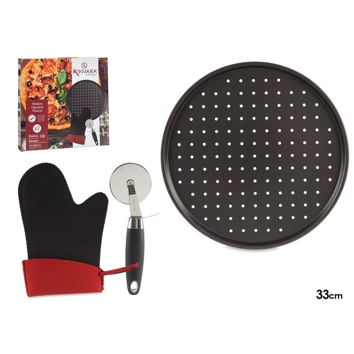 Kinvara Set Pizza Molde, Manopla y Cortapizza - Molde 33x33 cm (Set de 12) Kinvara Set Pizza Molde, Manopla y Cortapizza - Molde 33x33 cm (Set de 12)