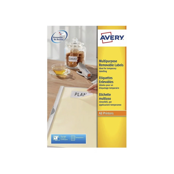 Avery Etiqueta Adhesiva Removible 25,4x10 mm Papel Blanco Caja 4725 Unidades 1