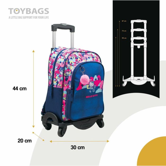 Toybags T963 Hello Kitty - Mochila Primaria con Carro Negro, Doble Compartimento, Protección Lateral y Stoper Anti Caída 44x30x20 cm 6