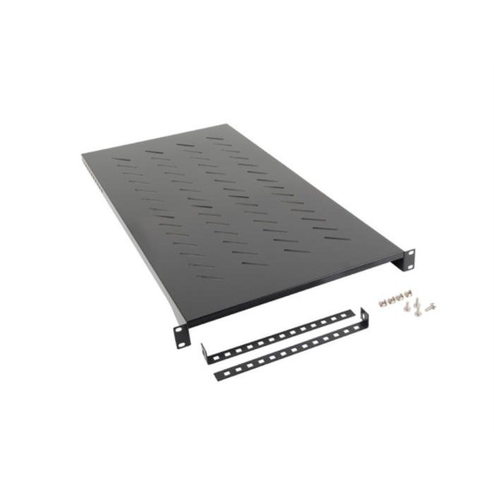 Lanberg Bandeja Fija para Rack 19 pulgadas 900mm de Profundidad, Metálica Negra, Soporta 25 kg, Incluye Kit de Montaje