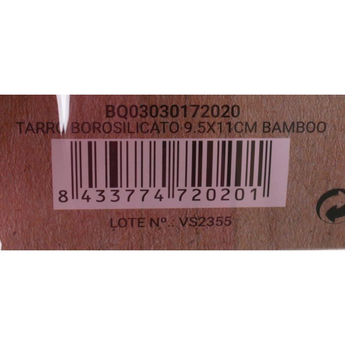 Quttin Tarro Borosilicato 600ml 9.5x11.5cm con Tapa de Bambú 5