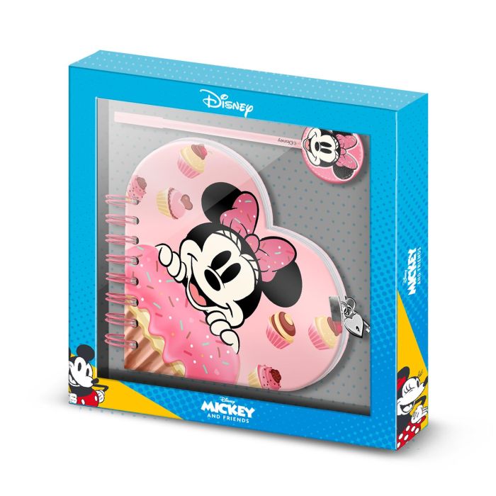 Diario Corazón Llave + Boli Muffin Disney Minnie Mouse Rosa