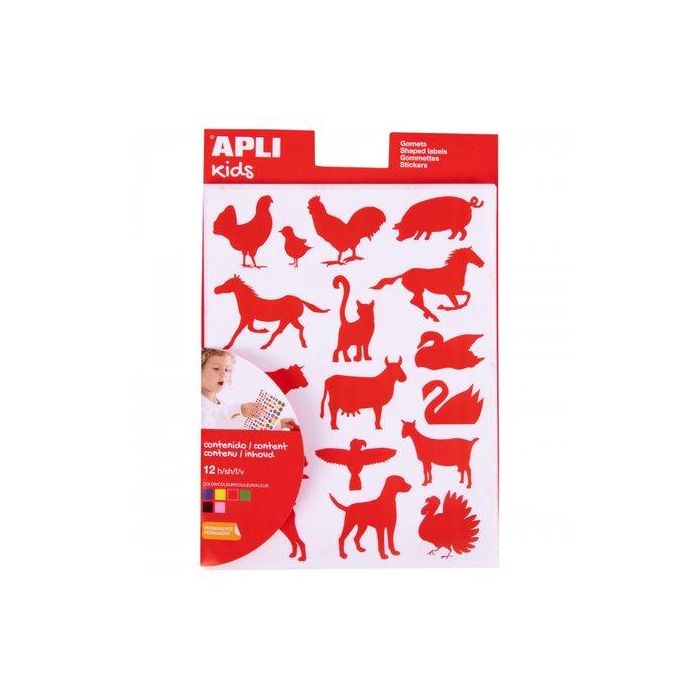 Gomets Apli Bolsa 12H Animales Granja 6 Col.Surt.(Am-Az-Ng-Rj-Rs-Vd) 204 Uds. (10114) 10 unidades