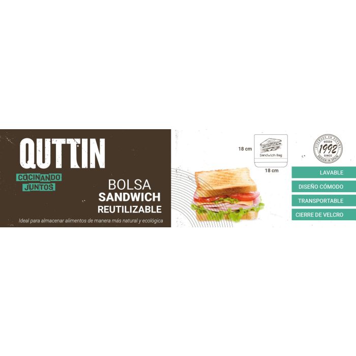 Quttin Bolsa Para Sandwich Reutilizable 18x18x2 cm (24 Unidades) Quttin Bolsa Para Sandwich Reutilizable 18x18x2 cm (24 Unidades)