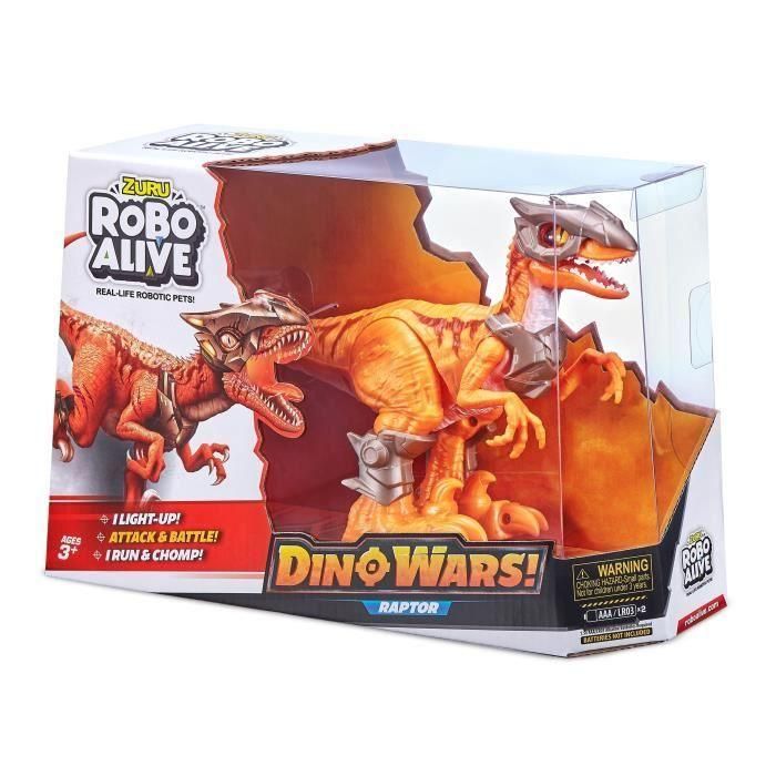 Juguete robótico - ZURU - Robo Alive Dino Wars Raptor - Armadura, luz y tecnología avanzada 1