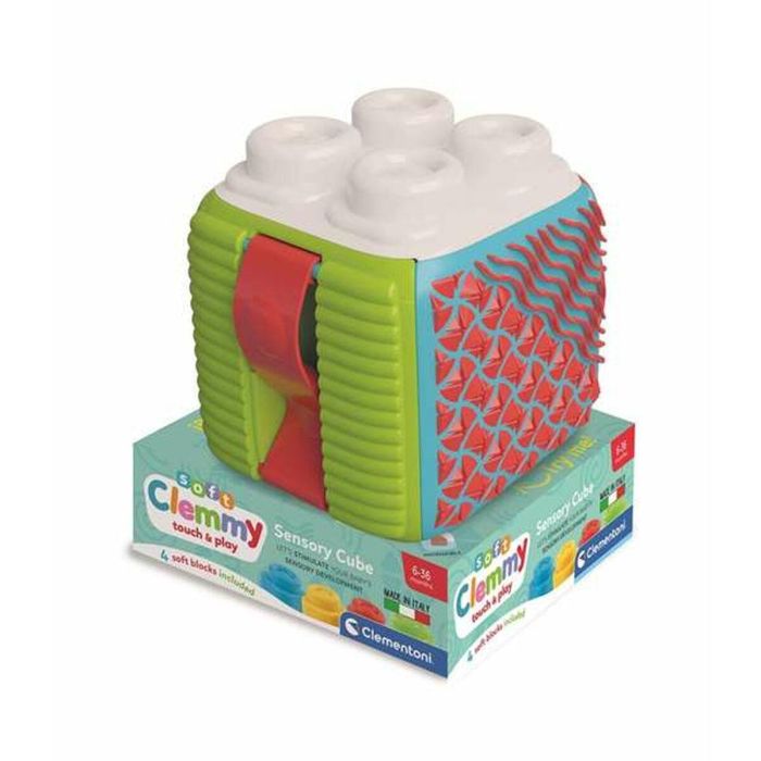 Cubo actividades clemmy. cinco caras con texturas sensoriales para jugar con bloques. 6