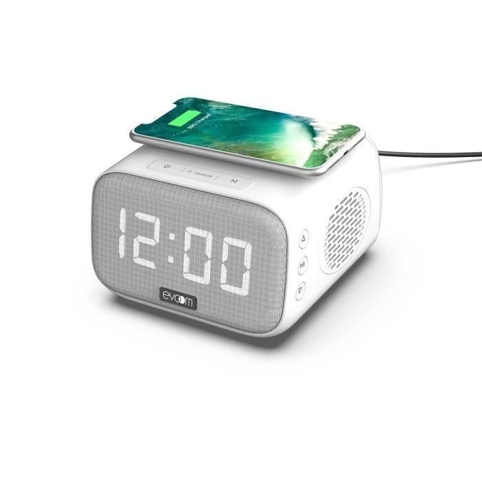 Despertador cargador con altavoz - EVOOM - EV304601 - Blanco con cargador inalámbrico y altavoz integrado 3 Despertador cargador con altavoz - EVOOM - EV304601 - Blanco con cargador inalámbrico y altavoz integrado 3