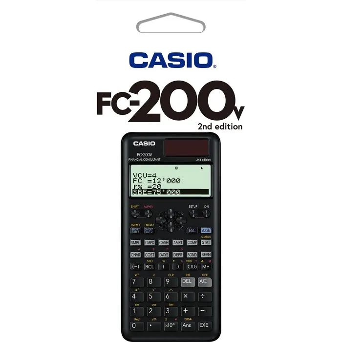 Casio Calculadora Científica FC-200 V-2 Solar-Pilas Programable 4 Líneas LCD 10+2 Dígitos Negro 1