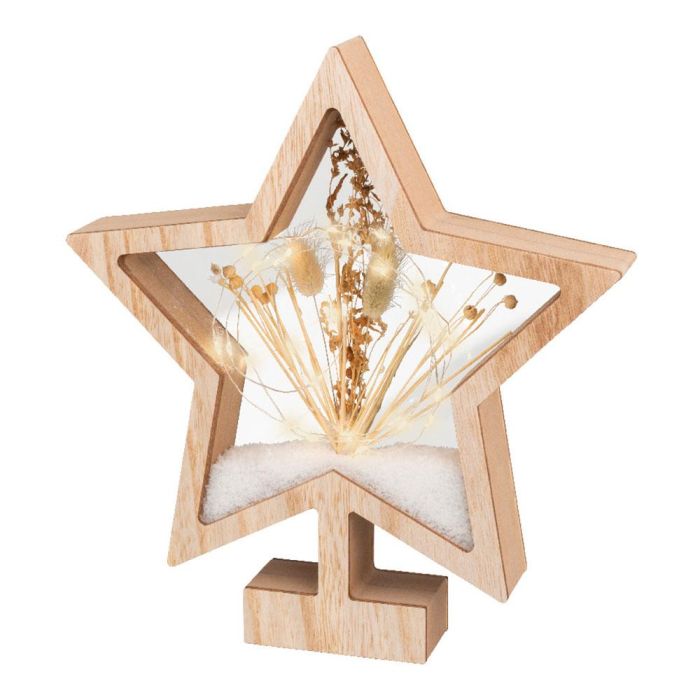 Estrella de madera con microleds 4x26x28cm 25 leds 1