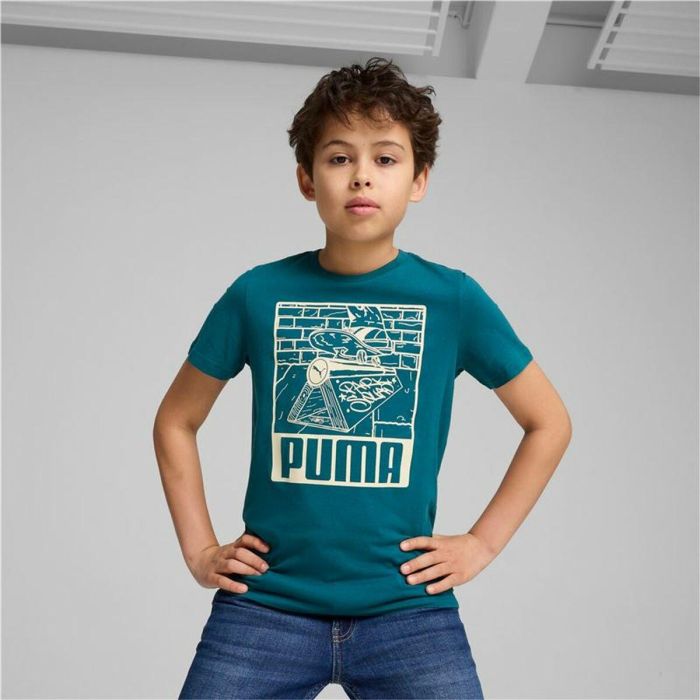 Camiseta de Manga Corta Infantil Puma Ess+ Mid 90S Graphic Azul 3