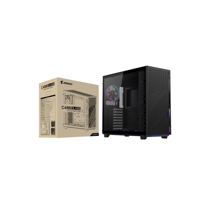 Gigabyte Aorus C400 Glass Midi Tower ATX Negro con Panel de Vidrio Templado, 3 Ventiladores ARGB Incluidos, USB 3.2 Tipo C, 28300-AC400-2CKR
