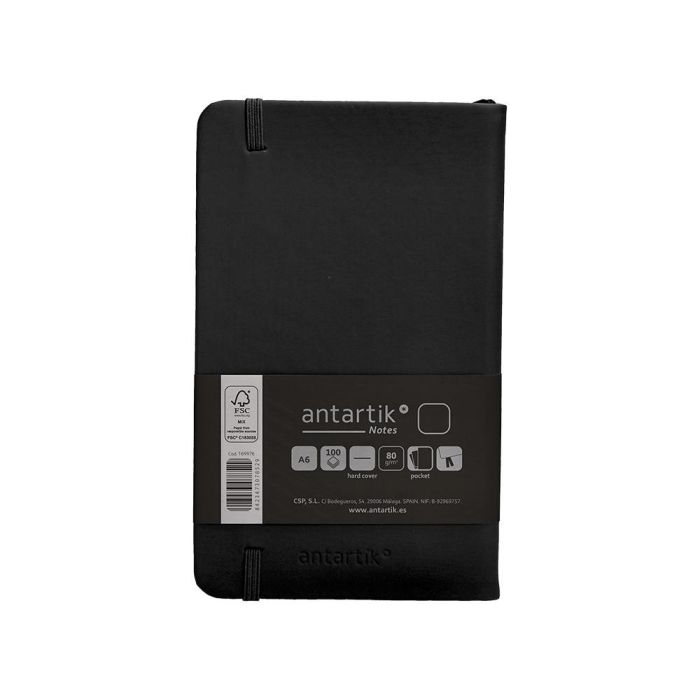 Cuaderno Con Gomilla Antartik Notes Tapa Dura A6 Hojas Lisas Negro 100 Hojas 80 gr Fsc 2