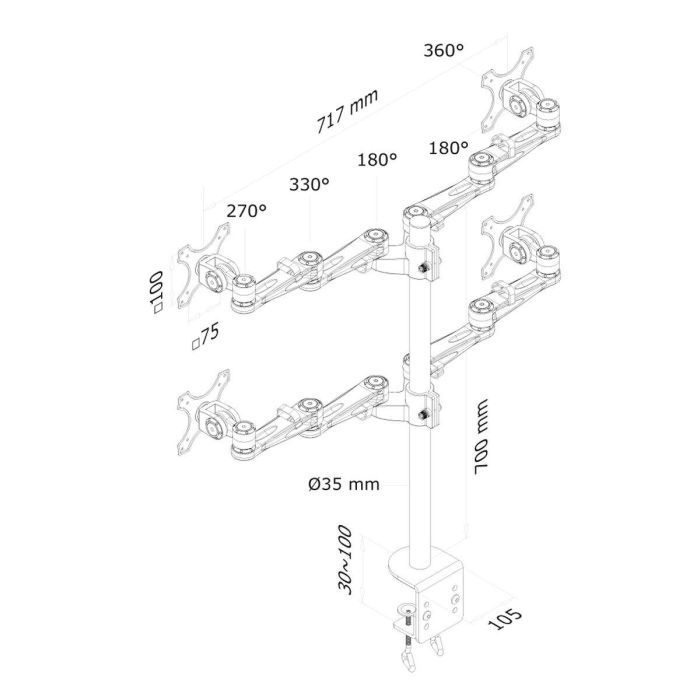 Soporte de Mesa para Pantalla Neomounts FPMA-D935D4 Plateado 27" 1 Soporte de Mesa para Pantalla Neomounts FPMA-D935D4 Plateado 27" 1