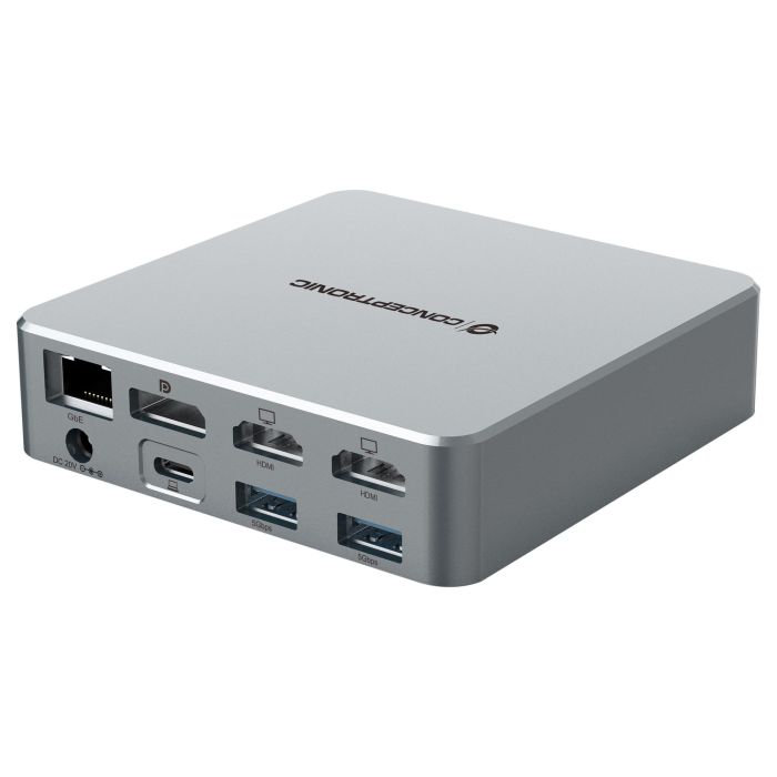 Conceptronic DONN25G Docking Station USB-C 15 en 1 con 2x HDMI, Ethernet, Lector de Tarjetas y Puerto Audio - Plata
