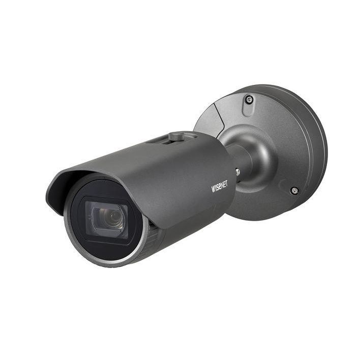 Hanwha Cámara IP bullet 2M AI x12 (5.2-62.4mm) antivandálica IR70 WDR IK10 IP66 IP67 NEMA 4X 12/24V/PoE Wisenet X 1