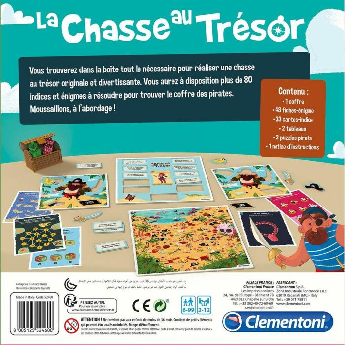 Clementoni La Búsqueda del Tesoro - Juego de Mesa Personalizable con 24 Tableros y 48 Acertijos Visuales, incluye Cofre 1