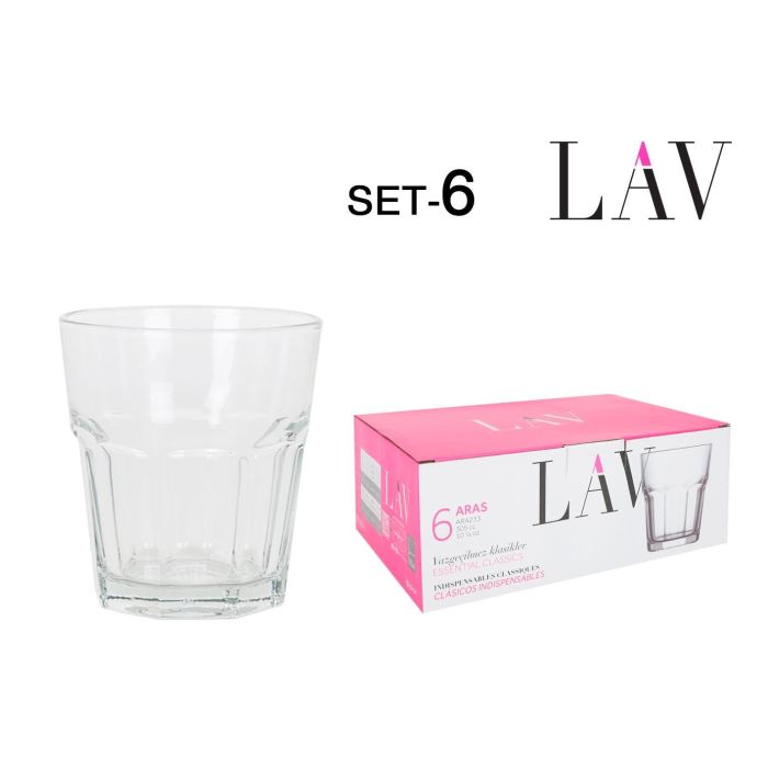 Lav Set 6 Vasos Agua 305 cc Colección Aras, 8.7x9.5 cm (8 Cajas)