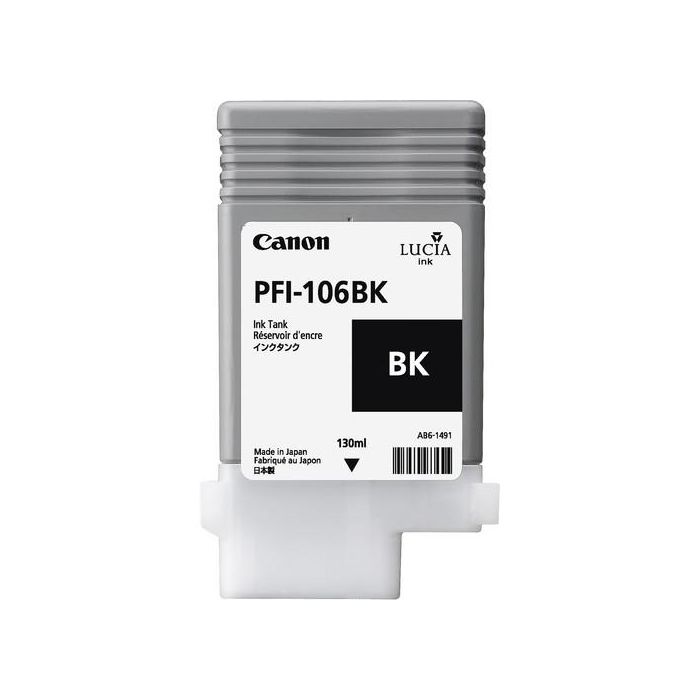 Canon Cartucho de Tinta PFI-106BK Negro para iPF6400SE, iPF6300S, iPF6400S, iPF6300, iPF6350, iPF6400, iPF6450