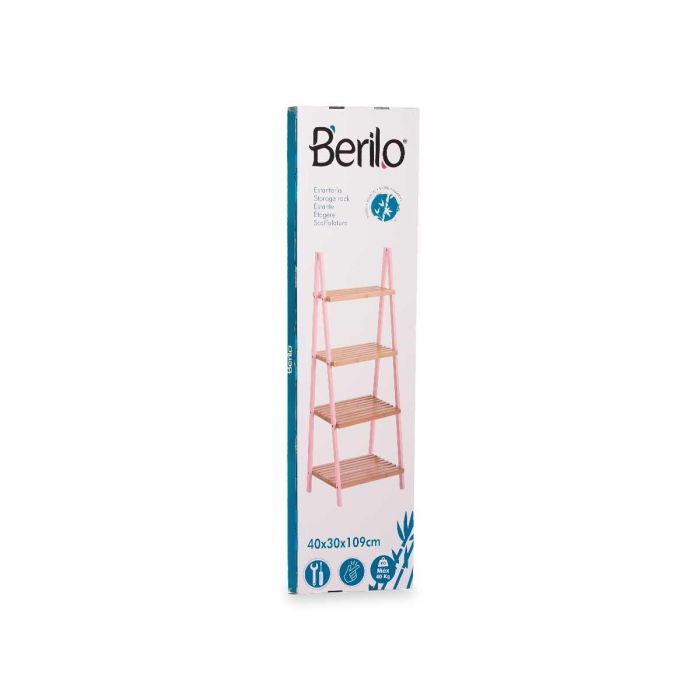 Berilo Estanteria Escalera 4 Estantes Bambu Rosa 40 x 109.3 x 30 cm 2