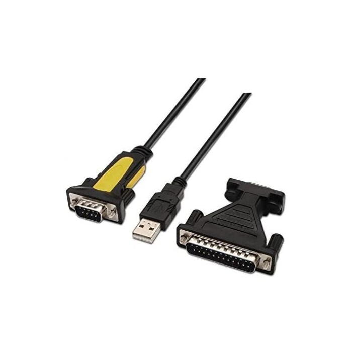 Nano Cable 10.03.0002 Convertidor USB a Serie para Impresoras, USB Macho a DB9 Macho y DB25 Macho, 1.8m