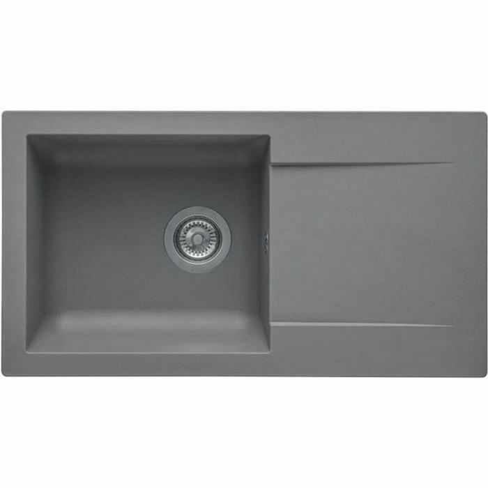 Stradour GRIS BETON - 16 Fregadero Incorporado EINNA SMC, 1 Tazón, 78x43.5 cm, Vaciado Manual, Ø Tapón 90